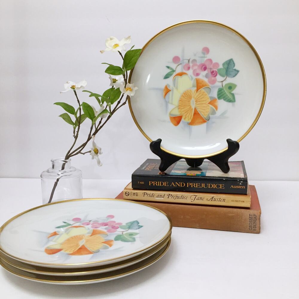 Set 4 Modern Fruit Dessert Plates Thomas Germany